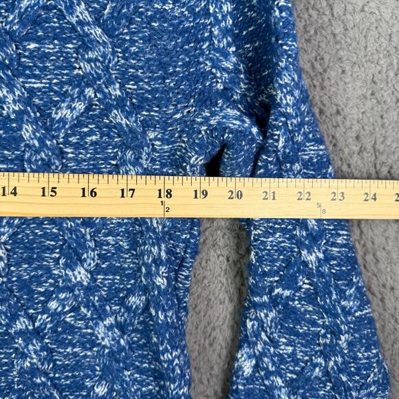 Abercrombie & Fitch Sweater Adult L Blue Fisherman Wool Cable Knit Pullover Crew - Picture 6 of 8